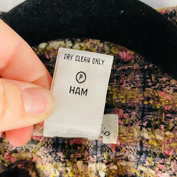 Vintage Draper's Studios Green Pink Purple Tweed Blazer Jacket Button‎ Up Size 6 - Picture 4 of 7